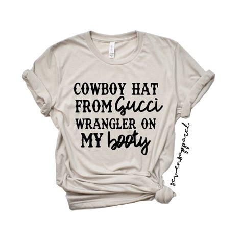 cowboy hat from gucci wrangler on my booty shirt|Lil Nas X's Collaboration With Wrangler Is Angering Country .